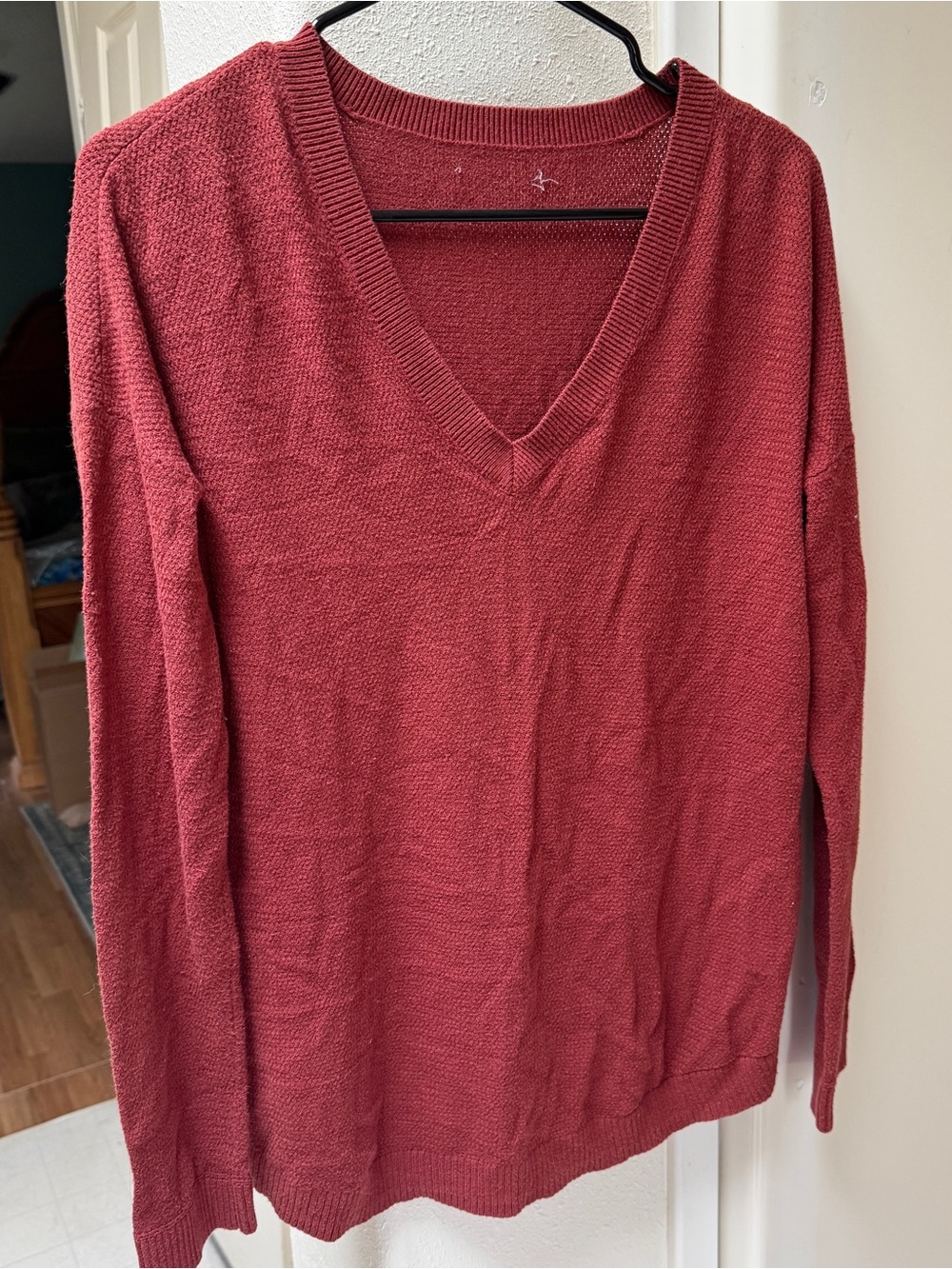 Sonoma Goods For Life Rust Red V-Neck Knit Sweater